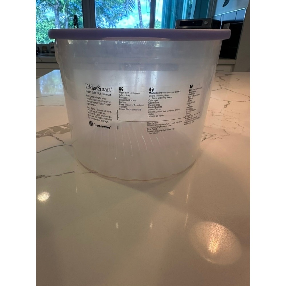 Vintage Tupperware FridgeSmart Round Vegetable Storage Container Clear 20 Cup